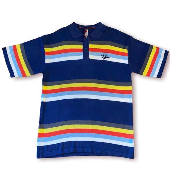 1980's Vintage Knit Striped Baggy Fit Polo Shirt NWOT by Willie Esco Size L - Picture 8 of 9